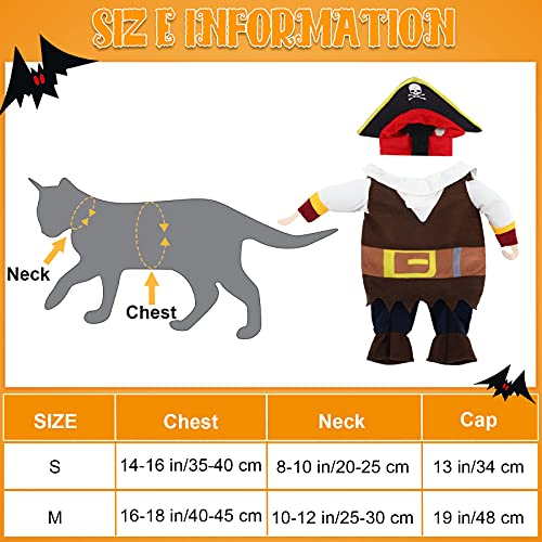 2 Disfraces de Halloween de Mascotas Uniforme de Pirata de Animal y Uniforme de Vaquero de Oeste con Sombrero, Ropa de Disfraz de Perros de Halloween Accesorios de Cosplay de Animal (S)