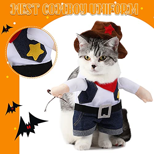 2 Disfraces de Halloween de Mascotas Uniforme de Pirata de Animal y Uniforme de Vaquero de Oeste con Sombrero, Ropa de Disfraz de Perros de Halloween Accesorios de Cosplay de Animal (S)