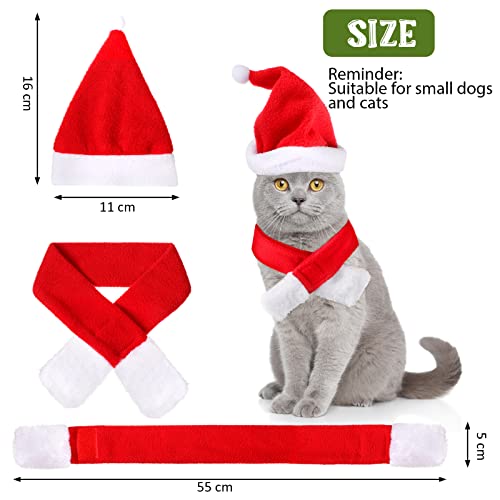 2 Disfraces de Navidad de Perro Bufandas Sombreros de Navidad de Mascotas Bufanda Gorro de Santa de Disfraz de Mascota para Navidad