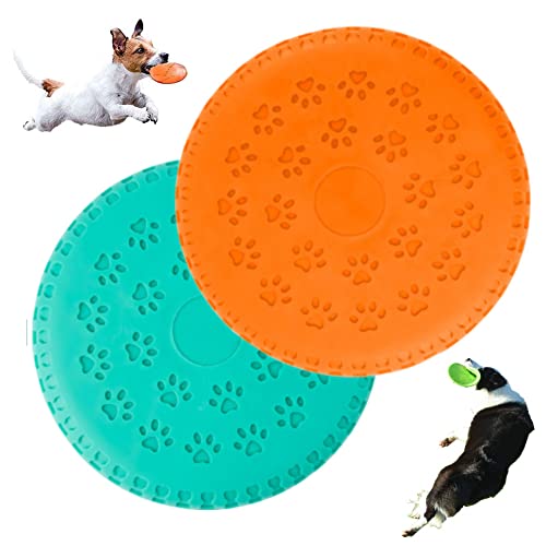 2 Frisbee de Perro,Perros Interactivos Frisbee,Frisbee de Goma,Juguete Frisbee para Perros,Se Puede Utilizar en el Agua y la Tierra (2)