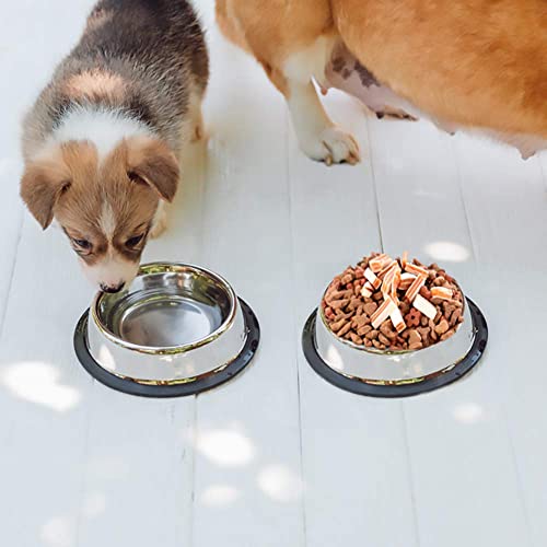 2 Pcs Cuenco para Perros de Acero Inoxidable con Fondo Goma Antideslizante Cuenco Comida para Perros Pequeño Medio Grande Mascota Perro Gato Alimentar