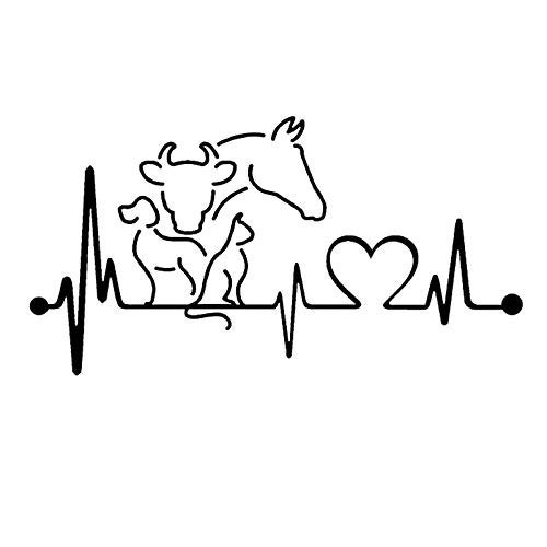 20 * 10,6 CM Perro Gato Caballo Vaca Latido del corazón Monitor de línea de vida Creativo Divertido Animal Etiqueta engomada del coche