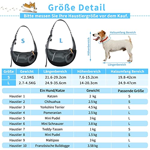 2,5 kg, bolsa de transporte para perros, bolsa de transporte para cachorros ajustable, bolsa de transporte para mascotas, bolsa de hombro para perros pequeños