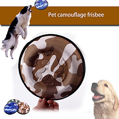 3 Piezas de Perro Frisbee Pet Entrenamiento para Mascotas Juguete Resistente a la mordida 600D Lona de Camuflaje de Lona Flotante de Agua para Perros (Azul + Verde + marrón Diámetro 8.7in)