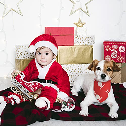 4 Pcs Bandana Perro de Navidad,Pañuelo Bufanda de Mascota Navidad,Ajustable Bufanda de Perro,Lavable Pañuelos para Perros,Decoración Navideña Mascotas,para Perros y Gatos Pequeños,Medianos,Grandes