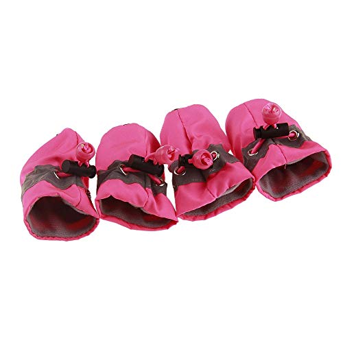 4pcs Botas de Lluvia para Perros Botas Impermeables Calzado para Perros pequeños Cachorro Zapatos Antideslizante Zapatos Invierno Suministros Funda Rosa (4#)