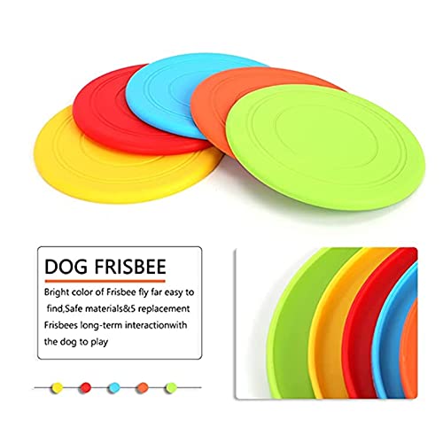 5 Pack Pack Dog Rubber Disco de vuelo, Lightweight Flying Disc Toy Frisbee Soft Frisbee Reacs Faster Training Toys Interactive Toys Platillo flotante Para Pequeños Perritos Medianos Fetch captura 0824