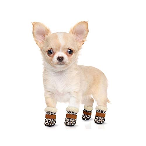 7°MR Zapatos para perros Zapatos del perro del animal doméstico 4pcs impermeable botas de invierno for perros calcetines antideslizante perrito del gato lluvia botines nieve Calzado for los pequeños p
