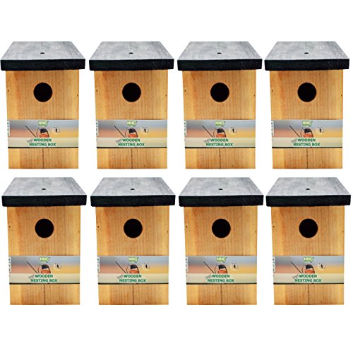 8 x Handy Home and Garden Caja Nido de Madera con Madera Tratada a Presión para Aves Silvestres y de Jardín HHGBF017
