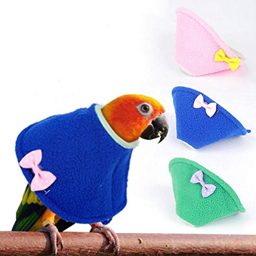 ABCD 3 Collares Isabelinos para Pájaros, Collar De Cono De Loro Ajustable, Protectores De Plumas De Loro, Protección Posquirúrgica Anti-mordida para Heridas(XS, Blue+ Green + Pink)