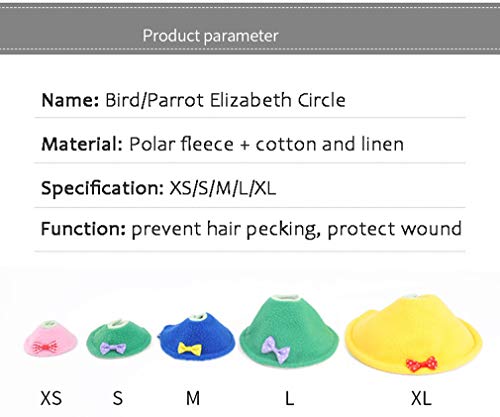 ABCD 3 Collares Isabelinos para Pájaros, Collar De Cono De Loro Ajustable, Protectores De Plumas De Loro, Protección Posquirúrgica Anti-mordida para Heridas(XS, Blue+ Green + Pink)