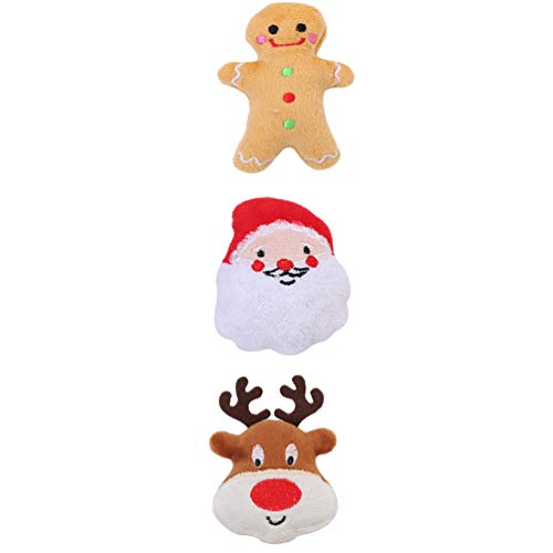 ABOOFAN 3 Juguetes de Navidad para Masticar el Perro con Pan de Jengibre y Papá Noel, Juguetes para Mascotas, Cachorros, Perros, Calcetines de Peluche(estilo aleatorio)
