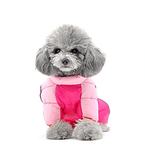 Abrigo para perros, chaqueta acolchada cálida, chaqueta para perros, chaqueta para cachorros, chubasquero con forro polar (rosa, XL)