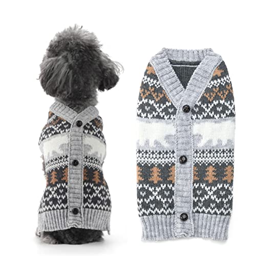 ABRRLO Jersey para perros con cuello en V, para celebraciones navideñas, invierno, para mascotas, oso polar (XS)