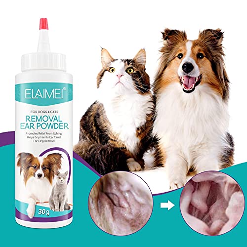 adfafw Limpiador de oídos para Perros y Gatos - Polvo para oídos depilatorio para Perros Gatos | Cuidado de la Salud de Mascotas para la inflamación, Limpieza Diaria de Orejas propensas a infecciones
