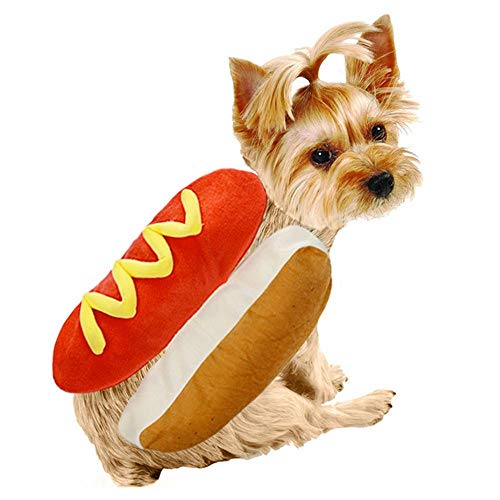 Aeromdale Hot Dog Pets Puppy Disfraz de Halloween Ropa Mostaza Ropa de Gato Traje para Perro pequeño Mediano - 1pc - L