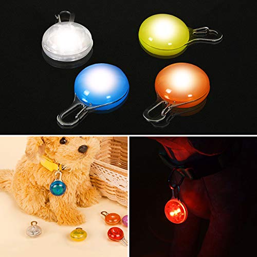 AFUNTA Collar de luces LED para perro, gato, 9 piezas de luces LED de seguridad para mascotas, 9 colores, incluye 9 pilas