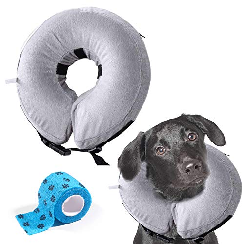 AILITRADE Vendaje de collares de perro básico inflable para perros medianos,cómodo collar de mascota cono de perro para recuperación