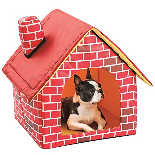 Ailyoo Caliente y Confortable Rojo Brick Pet Cama Interior Grande Mediana Pequeña Lavable Plegable Portátil para Perros y Gatos Medianos y Pequeños