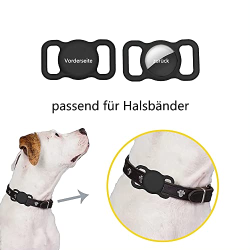 Airtag - Collar para perro, paquete de 4 unidades, funda protectora de silicona para mini GPS rastreador, funda protectora de silicona compatible con Apple Airtag para perros y gatos