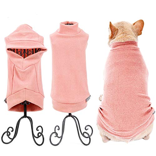AIWOKE - Chaqueta cortavientos para perros y perros, suave, cálido, para perros pequeños, medianos y gatos, talla L, contorno del pecho 53 cm, color rosa