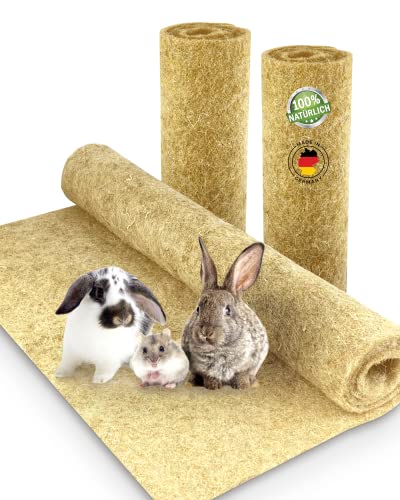 Alfombra para roedores de 100% cáñamo, 100 x 50 cm, 5 mm de grosor, 3 unidades, alfombra de cáñamo para todo tipo de animales pequeños, alfombrilla para roedores