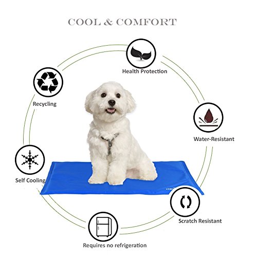 Alfombrilla de refrigeración para mascotas para perros y gatos, cama fría para suelos calientes, asientos de coche, camas de mascotas con infusión de gel, 2 tamaños (40 x 50 cm)