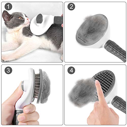 Alihoo Cepillo para gatos y perros, cepillo suave para pelo largo, universal, limpieza automática, color gris