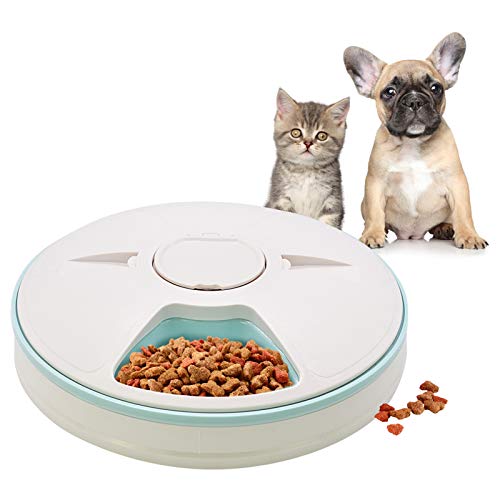 Alimentador automático de mascotas para gatos, perros, conejos, animales pequeños, 6 bandejas de comida de agua para alimentos secos y húmedos, con pantalla LCD, temporizador digital programable