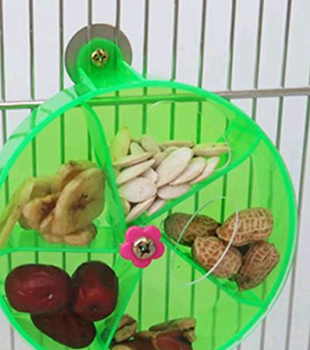 Alimentador de pájaros Rejilla acrílico forraje rueda mascota ave loro rotable mordida resistente a la picadura almacenamiento de alimentos para el pájaro food bowl pájaro jugar juguete green