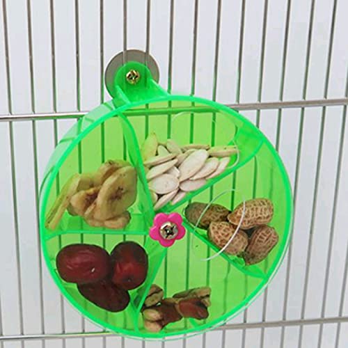 Alimentador de pájaros Rejilla acrílico forraje rueda mascota ave loro rotable mordida resistente a la picadura almacenamiento de alimentos para el pájaro food bowl pájaro jugar juguete green