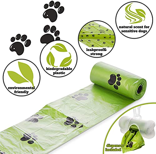 all Pets United BI0 Bolsa para excrementos de Perro con dispensador compostable 100% Biodegradable con Soporte para la Correa (750 Bolsas: 50 Rollos + 2 dispensadores)