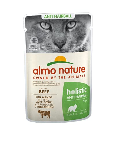 Almo Nature, Comida para gatos con carne, antibolas de pelo, 70 gr, 1 unidad