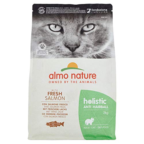 Almo Nature Pienso para Gatos Adultos Salmón Anti-Hairball (2 kg). Comida para Gatos Grandes Natural. Alimento Balanceado Seco, Alto en Proteínas