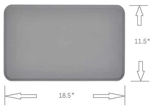 Amazon Basics - Alfombrilla para comedero de mascota, de silicona, impermeable, 47 x 29 cm, Gris (paquete de 2)