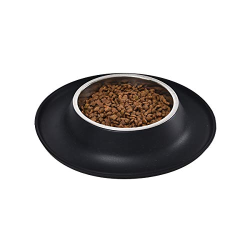 Amazon Basics Base redonda de silicona y cuenco para mascotas - grande, negro