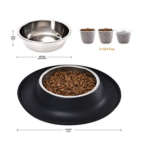 Amazon Basics Base redonda de silicona y cuenco para mascotas - grande, negro