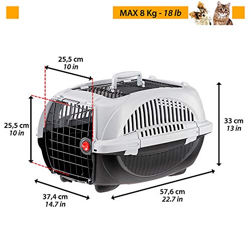 Amazon Basics - Transportín de mascotas prémium con 2 puertas para gatos y perros, 58 cm