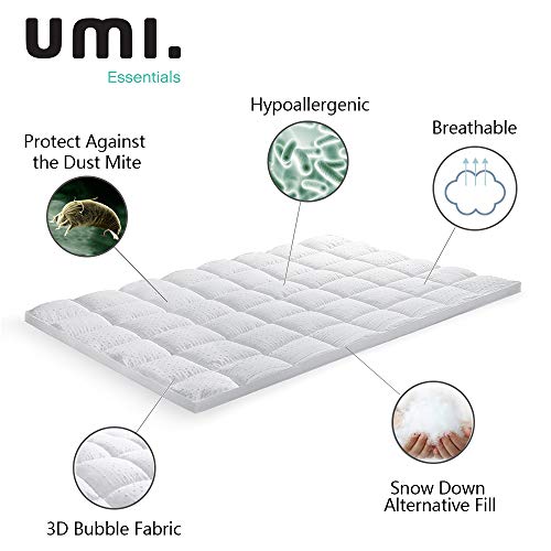 Amazon Brand - Umi Colchón de Microfibra,Cubrecolchón,Antialérgico,Suave-(90x200cm)