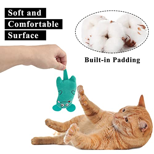 Andiker Juguete para gatos con hierba gatera, 4 unidades, lindo ratón de peluche moldeado, juego de menta gata para acurrucarse y jugar. Juguete natural para gatos.