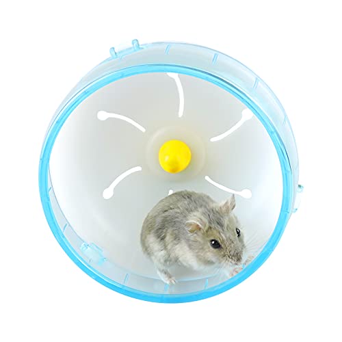 Andiker Rueda de ejercicio para Hamster de 4,72 pulgadas, accesorio de jaula de Hamster de juguete de ejercicio silencioso, para el oso de Shih Tzu en seda dorada de Hamster Nain (Azul)
