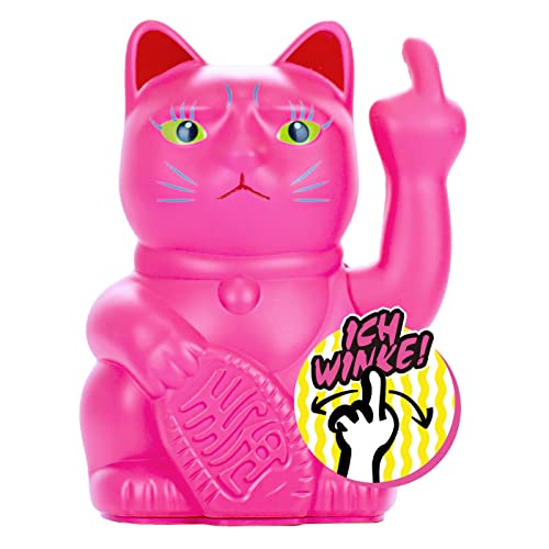 Angry Cat - De Lucky Cat (gato de ángulo) será un gato de olón – Angry Cat | Artículo de decoración de plástico para la oficina, el salón | para los amantes de los gatos | Color: rosa neón