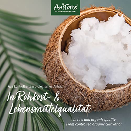 AniForte Aceite de Coco orgánico para Perros y Gatos 1 litro - Prensado en frío, sin refinar, Alto Contenido en ácido láurico para Cuidado del Pelaje
