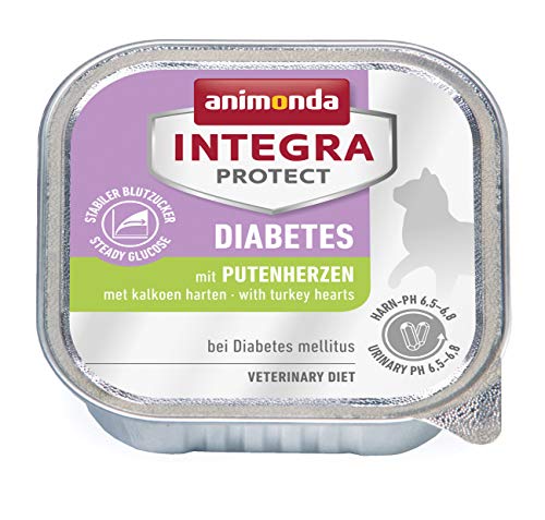 animonda Integra Protect Diabetes para gatos, comida dietética para gatos, comida húmeda para gatos con diabetes mellitus, con corazón de pavo, 16 x 100 g