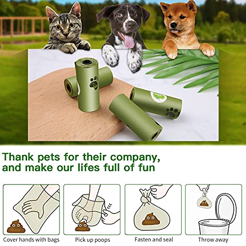 Aokyom 645 Bolsas Caca Perro,Bolsas para Excrementos de Perro con Dispensador,Poop Bag Perro,Extra Grueso,Fuertes,Resistente a Fugas Poop Bag para Mascotas Domésticos
