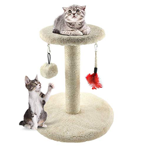aoory Rascadores para Gatos, Árbol para Gatos Arañazo Gatos Juguetes de Sisal Natural, Cat Toy Centro de Actividad para Gatitos, Color Beige, 28 * 28 * 29 CM
