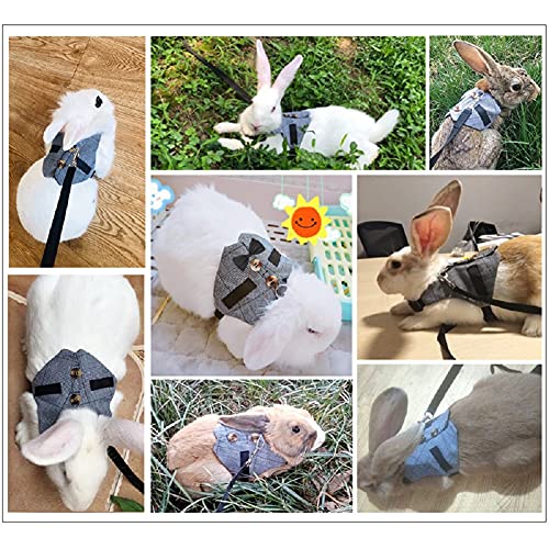 Arnés de Traje Ajustable para Conejos, Arnés para Mascotas Pequeñas y Juego de Cables, para Animales Pequeños, Conejos, Hámsteres, Gatos (Gris S)