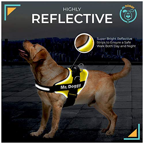 Arnés Personalizado para Perros - Reflectante - Incluye 2 Etiquetas con Nombre - Todos los Tamaños - De Calidad y Resistente (XXS 1,5-3,5KG, Amarillo)
