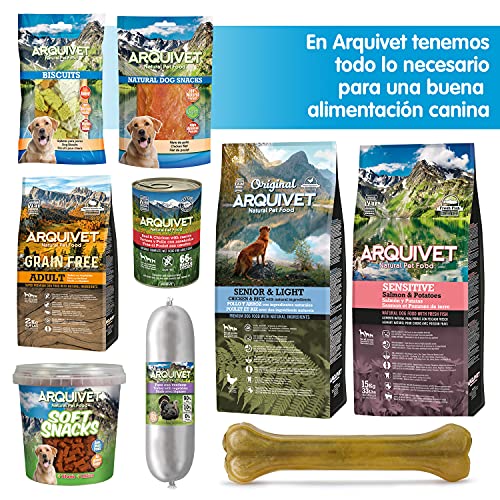 Arquivet Pack 15 Huesos de jamón Natural - Snacks Naturales para Perros - Snack Dental canino - Chuches, golosinas, premios, recompensas para Perro - Hueso masticable para Perros