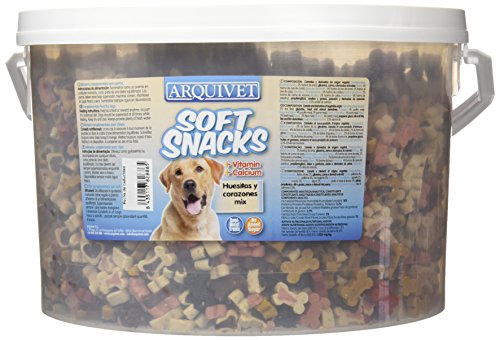Arquivet Soft Snacks Huesitos y Corazones Mix 4.800 gr - Snacks, chuches, golosinas, premios, chucherías y recompensas para Perros - Comida Semi-húmeda
